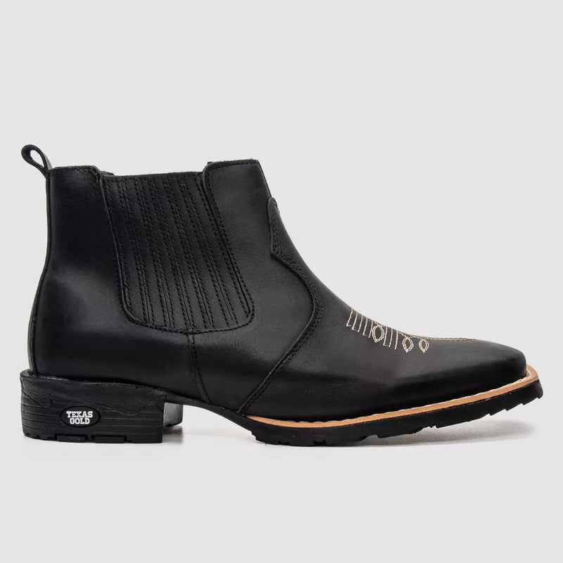 Bota Texana Masculina Cano Curto Preta Riban