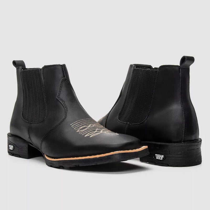 Bota Texana Masculina Cano Curto Preta Riban