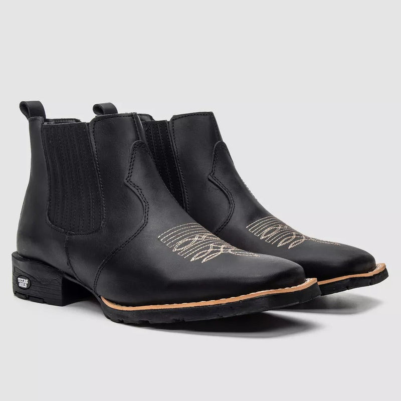 Bota Texana Masculina Cano Curto Preta Riban