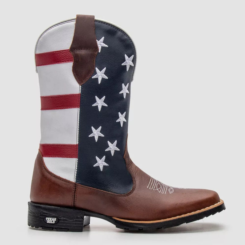 Bota Texana Masculina Country Bico Quadrado - Americana