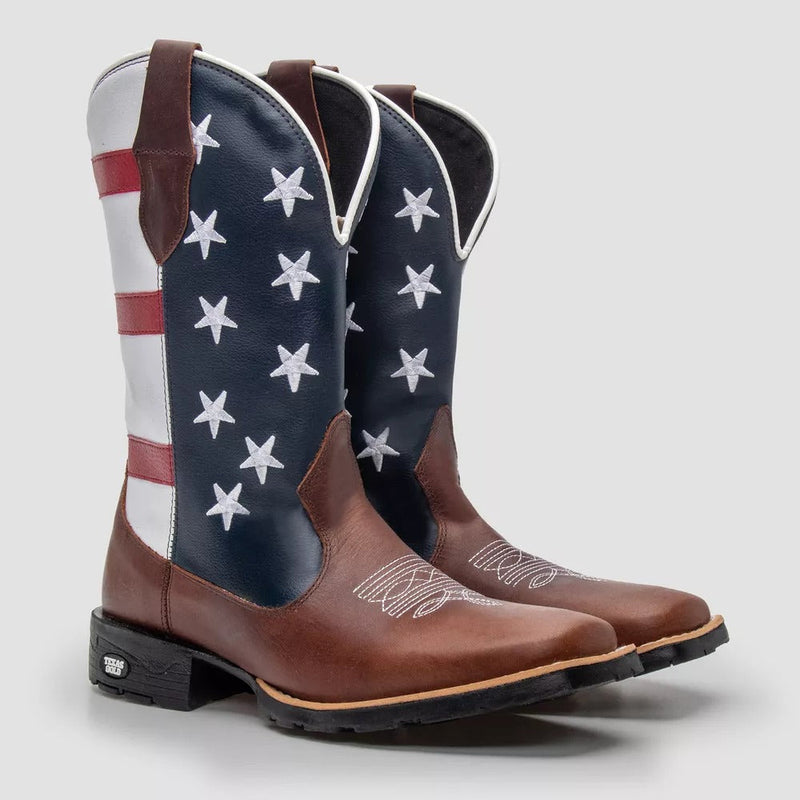 Bota Texana Masculina Country Bico Quadrado - Americana