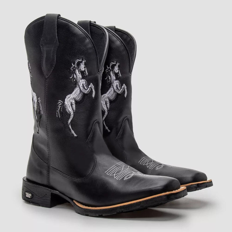 Bota Texana Masculina Country em Couro - Black Horse