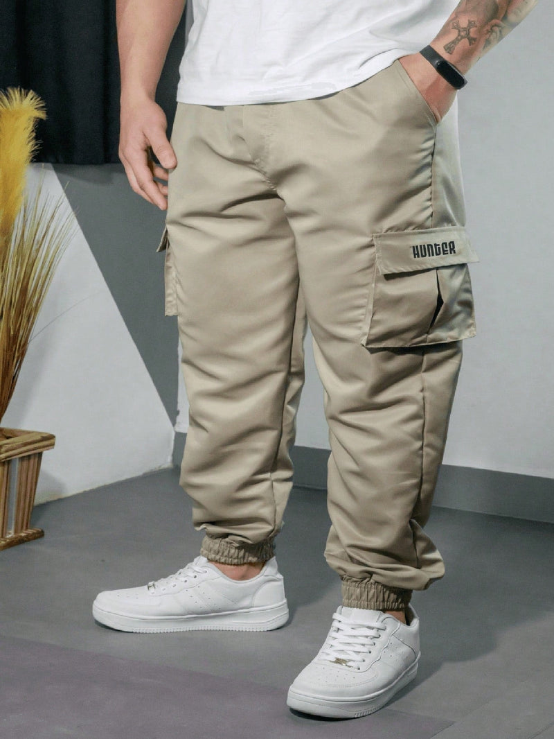 Calça Cargo Corta Vento Masculino Bege Hunter
