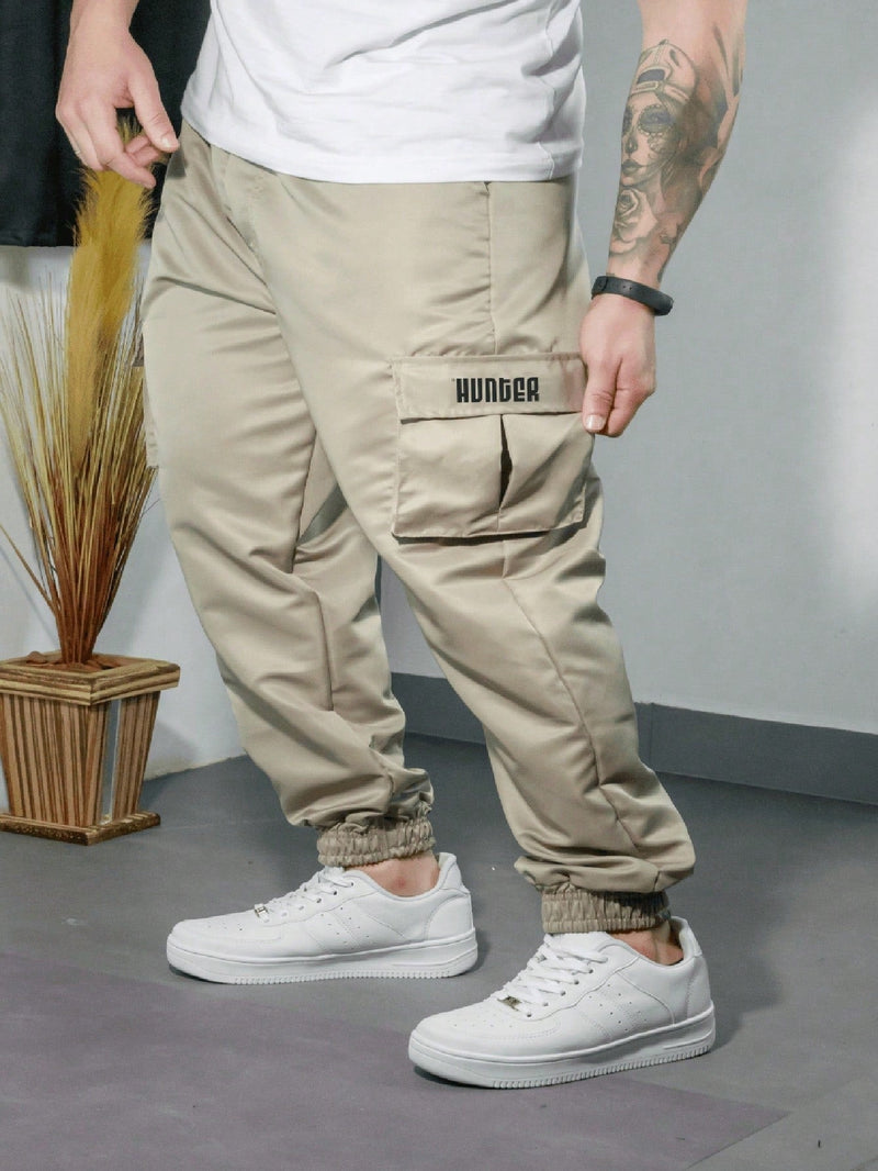 Calça Cargo Corta Vento Masculino Bege Hunter