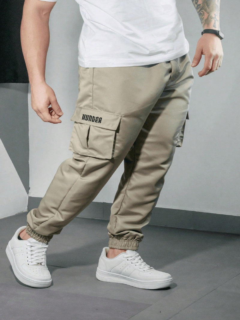 Calça Cargo Corta Vento Masculino Bege Hunter