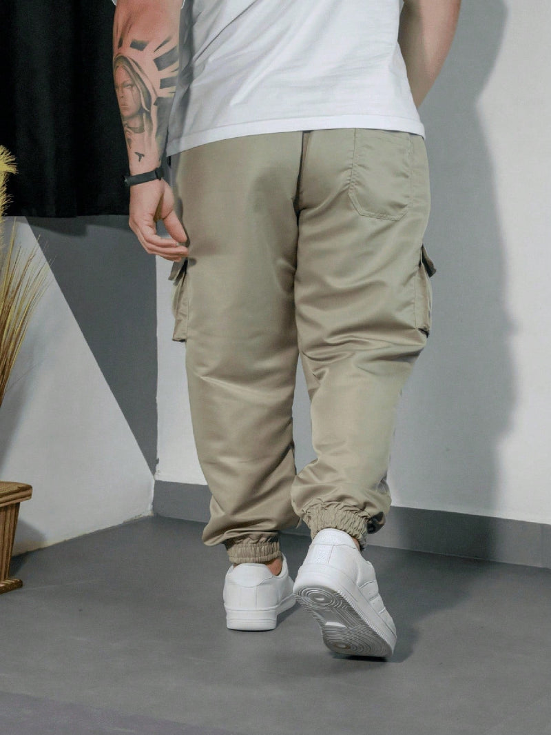 Calça Cargo Corta Vento Masculino Bege Hunter