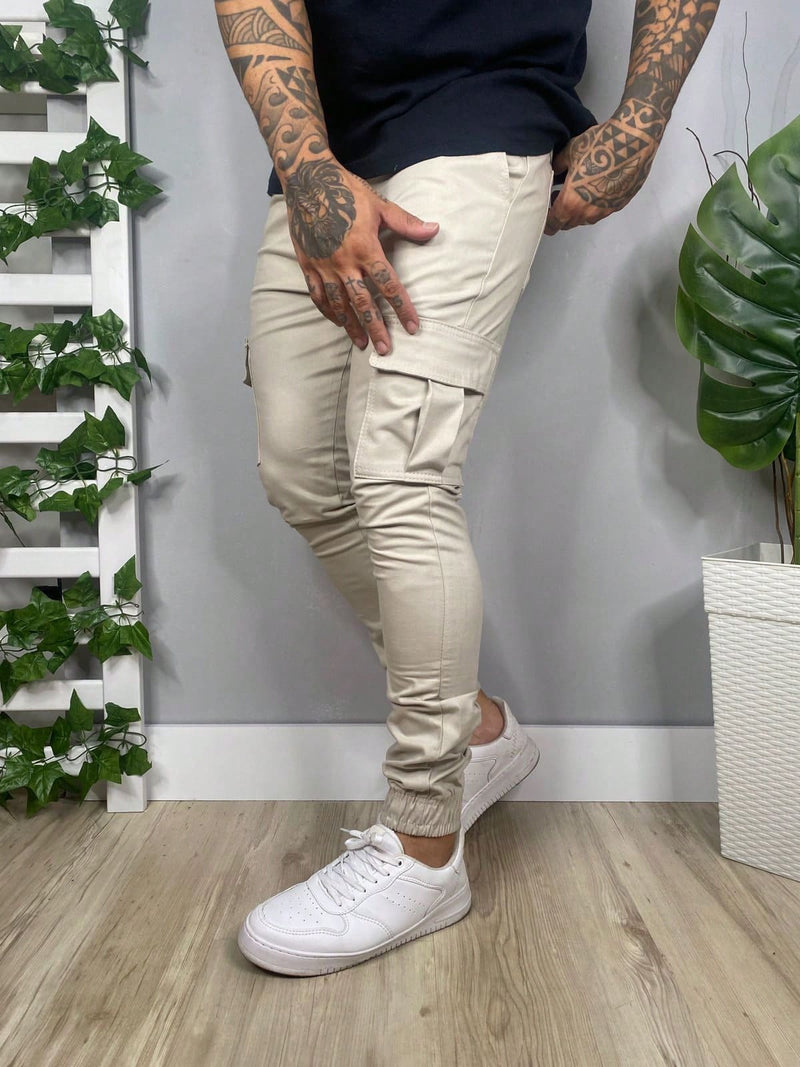 Calça Cargo Jogger Masculino Bege Urban