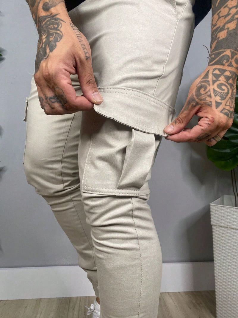 Calça Cargo Jogger Masculino Bege Urban