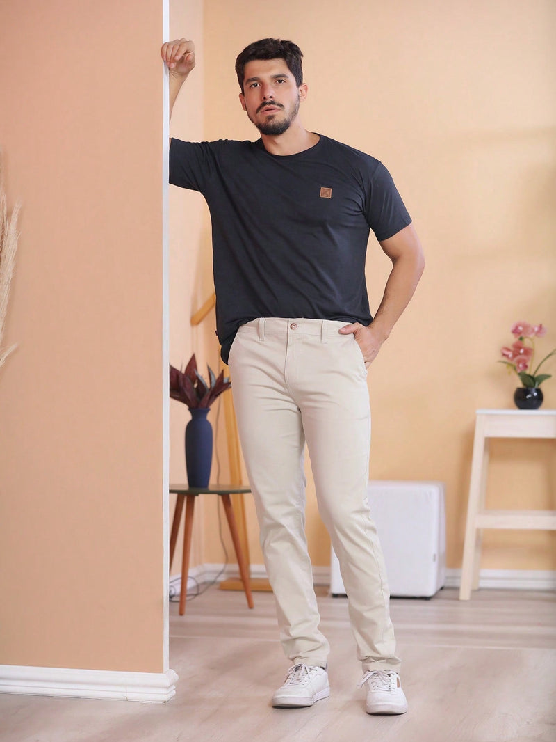 Calça Alfaiataria Masculina Bege Confort Viego
