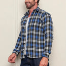 Camisa Xadrez Flanelada Masculina Manga Longa Azul