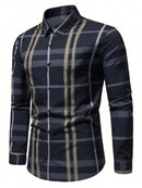 Camisa Xadrez Masculina Azul Marinho Grid