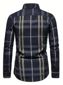 Camisa Xadrez Masculina Azul Marinho Grid