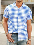 Camisa Xadrez Masculina Azul Ocean
