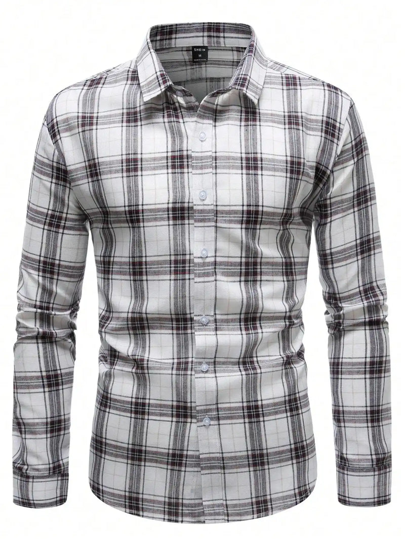 Camisa Xadrez Masculina Manga Longa White
