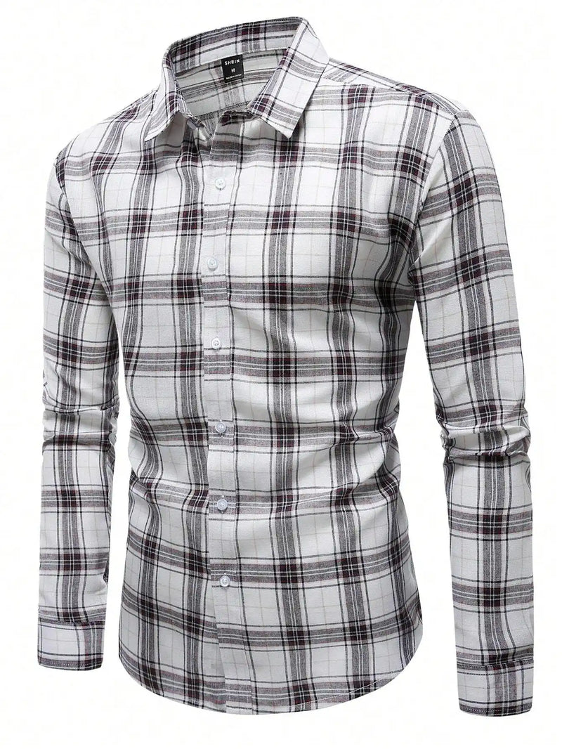 Camisa Xadrez Masculina Manga Longa White