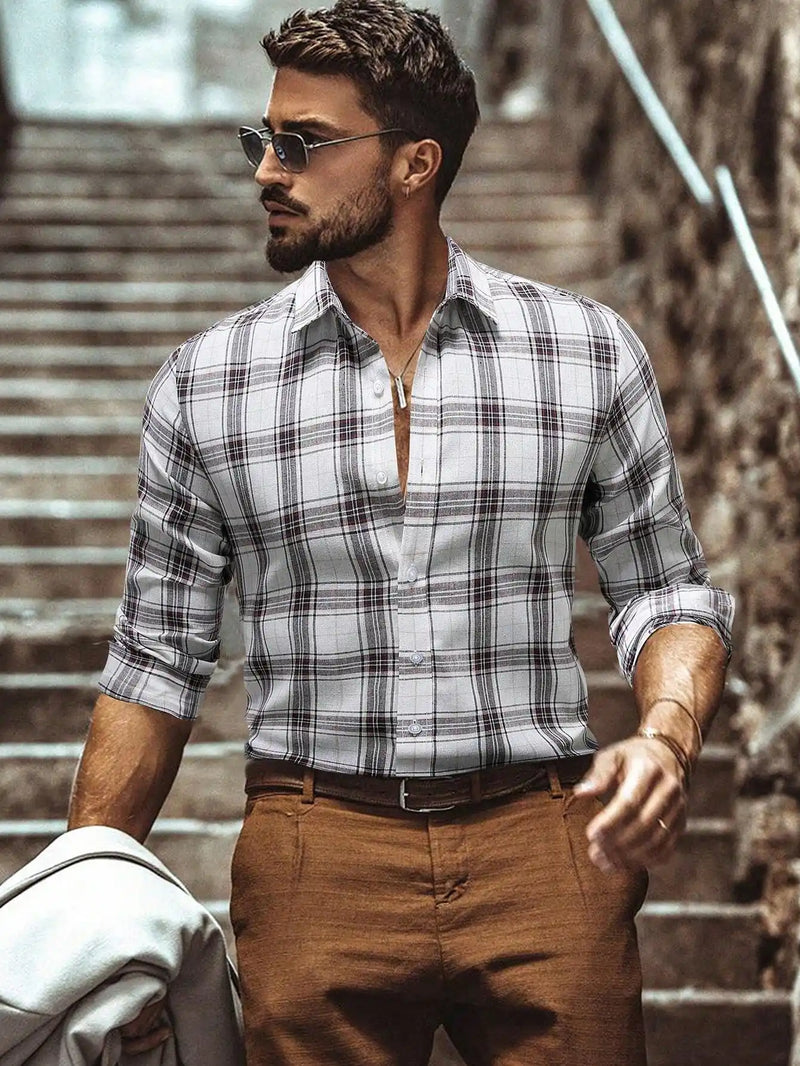 Camisa Xadrez Masculina Manga Longa White