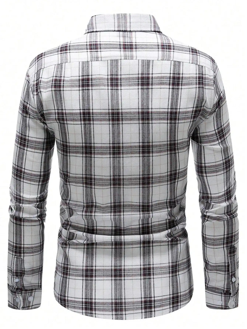 Camisa Xadrez Masculina Manga Longa White