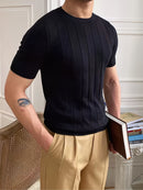 Camisa Masculina Casual Clássica em Tricô