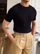 Camisa Masculina Casual Clássica em Tricô