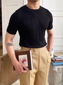 Camisa Masculina Casual Clássica em Tricô