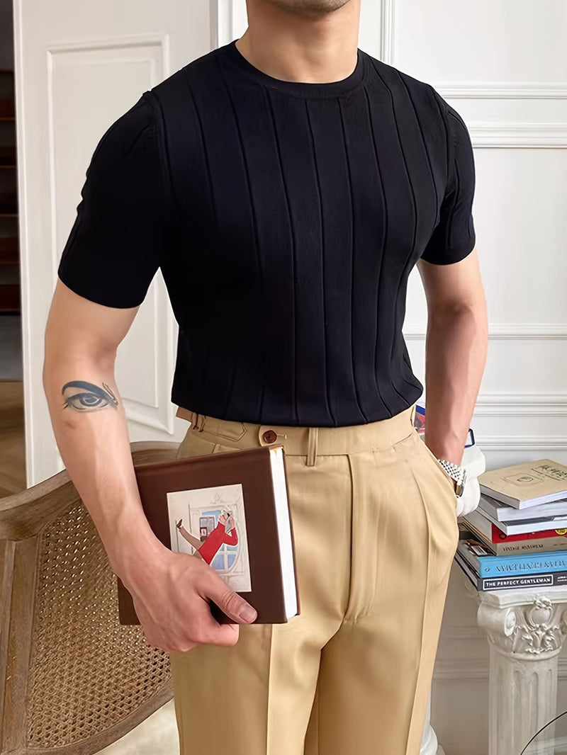 Camisa Masculina Casual Clássica em Tricô