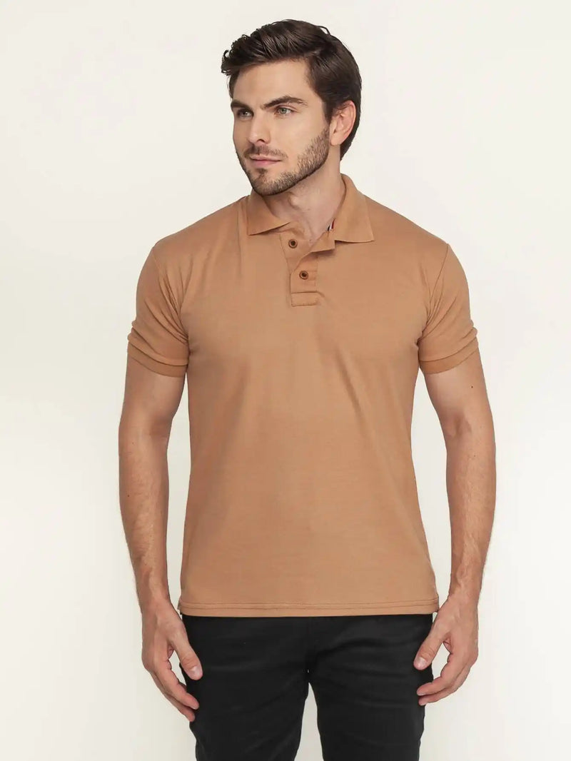 Camisa Polo Masculina Manga Curta Caramelo