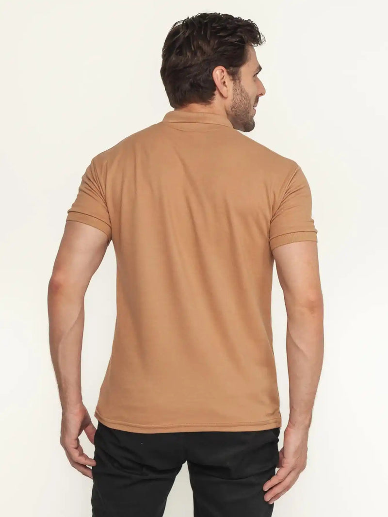Camisa Polo Masculina Manga Curta Caramelo