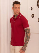 Camisa Polo Masculina Vermelha Modelo Piquet