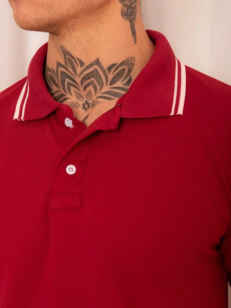 Camisa Polo Masculina Vermelha Modelo Piquet