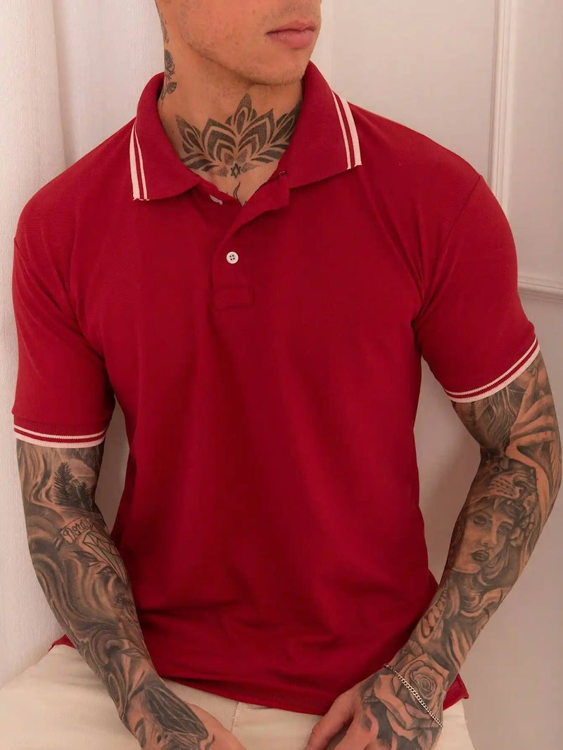 Camisa Polo Masculina Vermelha Modelo Piquet