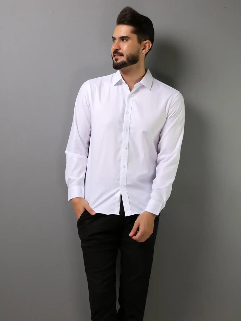 Camisa Social Branca Masculina Slim Fit Zone