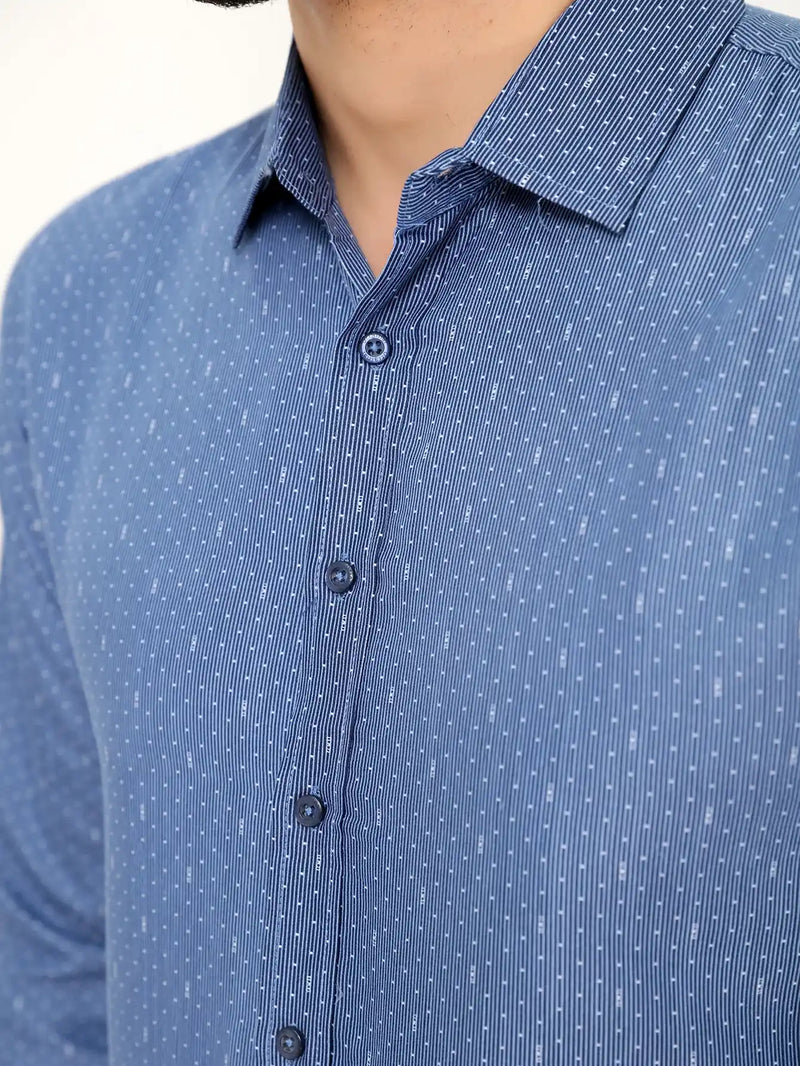 Camisa Social Masculina Manga Longa Azul Army