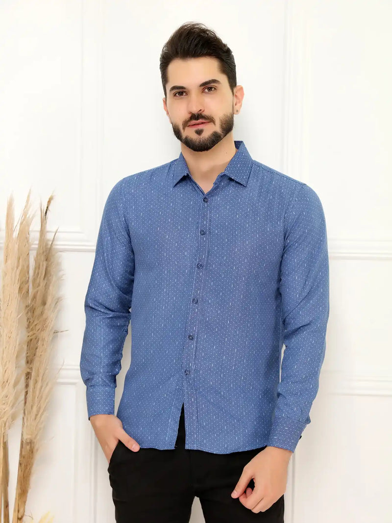 Camisa Social Masculina Manga Longa Azul Army