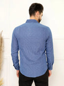 Camisa Social Masculina Manga Longa Azul Army