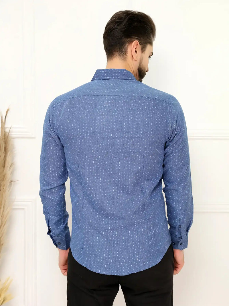 Camisa Social Masculina Manga Longa Azul Army