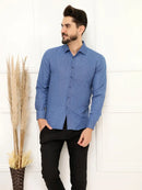 Camisa Social Masculina Manga Longa Azul Army