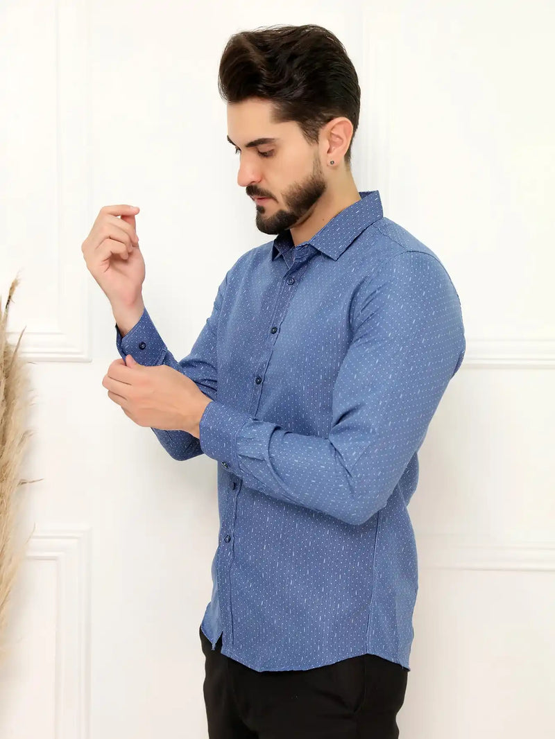 Camisa Social Masculina Manga Longa Azul Army