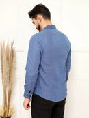 Camisa Social Masculina Manga Longa Azul Army