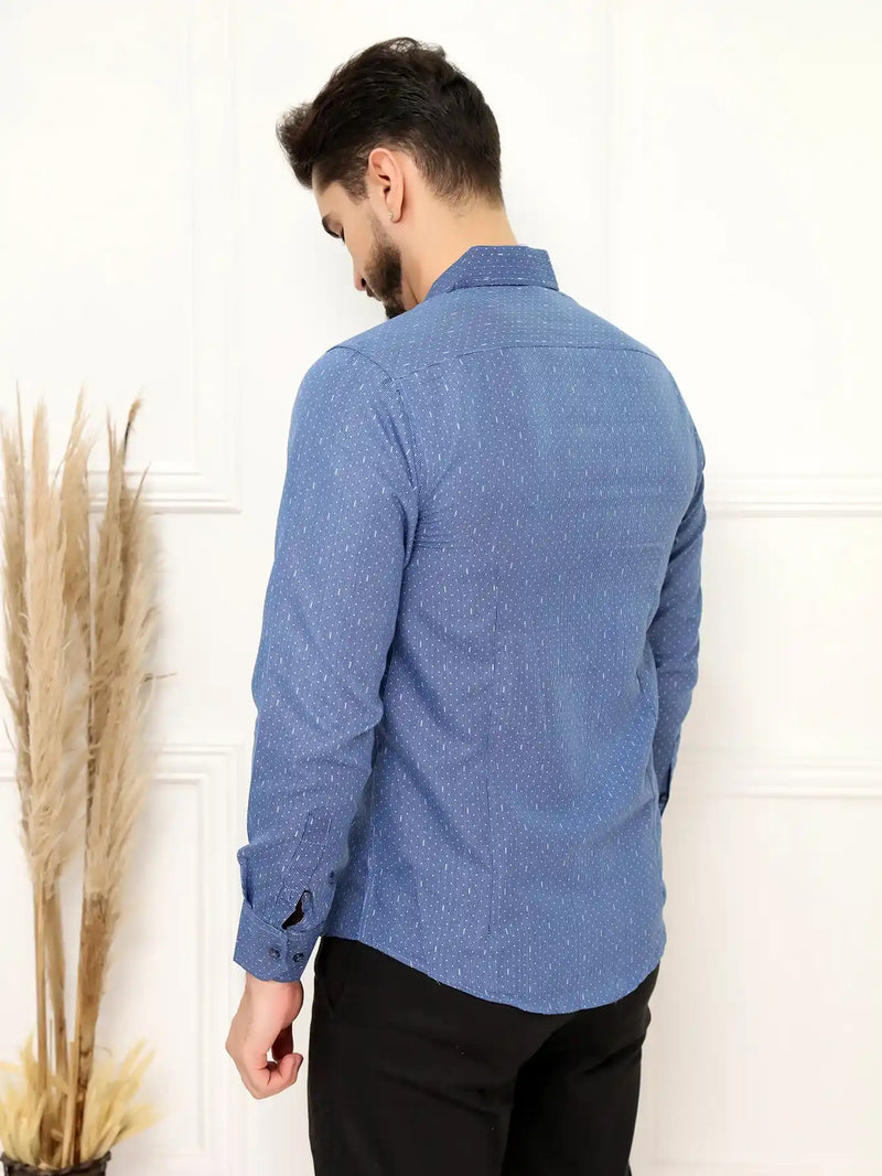 Camisa Social Masculina Manga Longa Azul Army