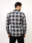 Camisa Xadrez Masculina Manga Longa Cinza