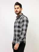 Camisa Xadrez Masculina Manga Longa Cinza