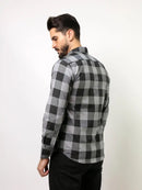 Camisa Xadrez Masculina Manga Longa Cinza