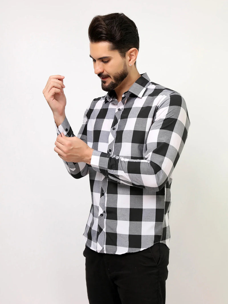 Camisa Xadrez Preta Masculina Manga Longa Empório