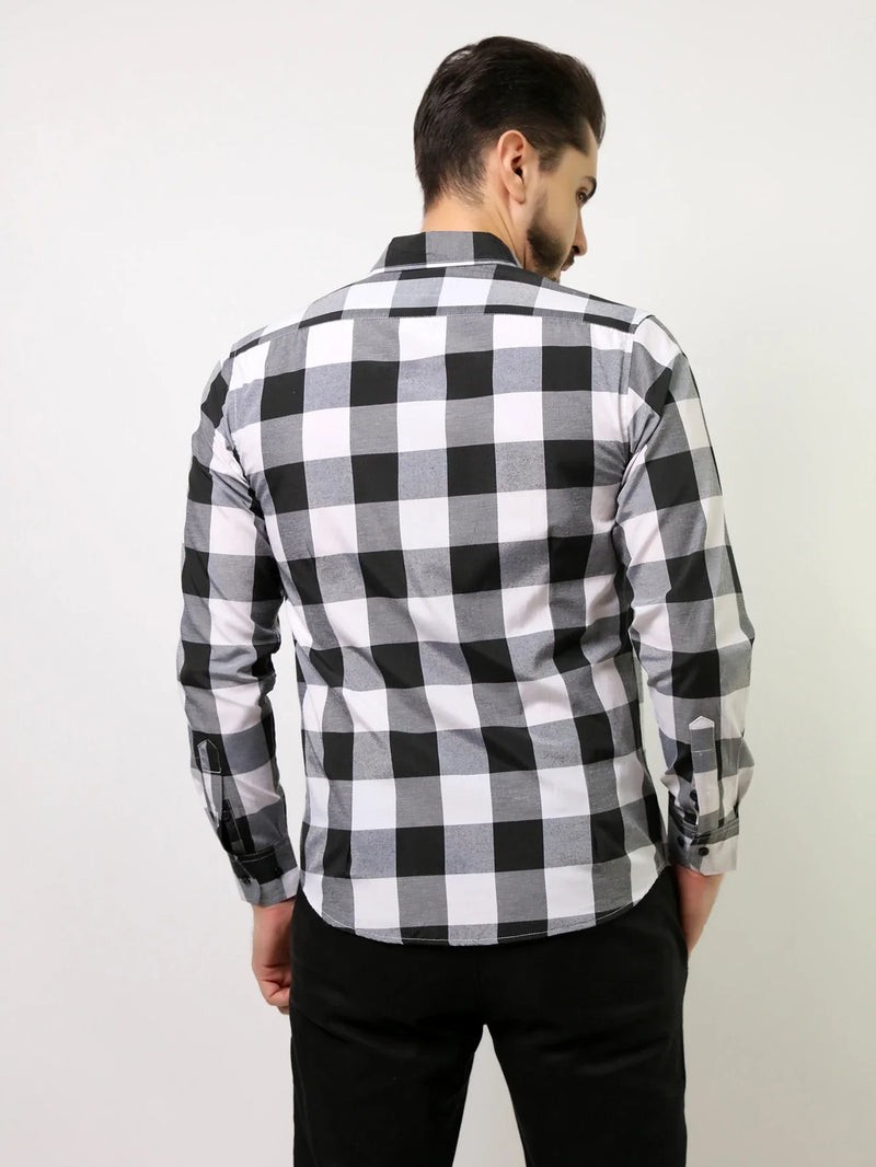 Camisa Xadrez Preta Masculina Manga Longa Empório