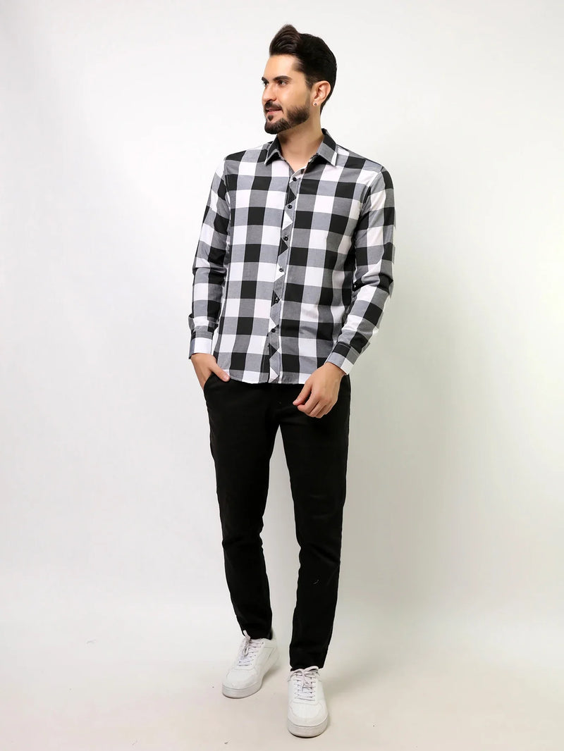 Camisa Xadrez Preta Masculina Manga Longa Empório