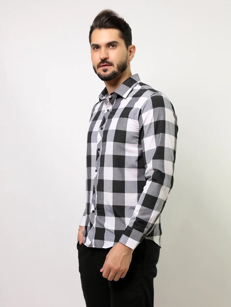 Camisa Xadrez Preta Masculina Manga Longa Empório
