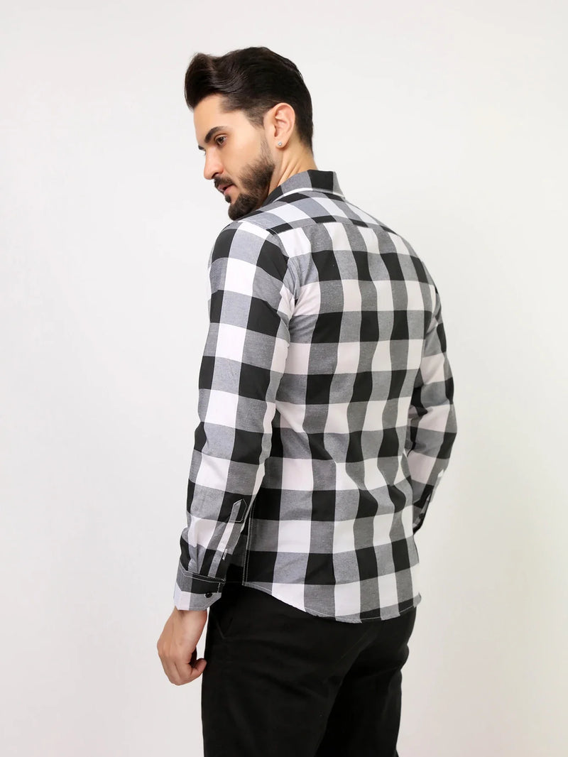 Camisa Xadrez Preta Masculina Manga Longa Empório