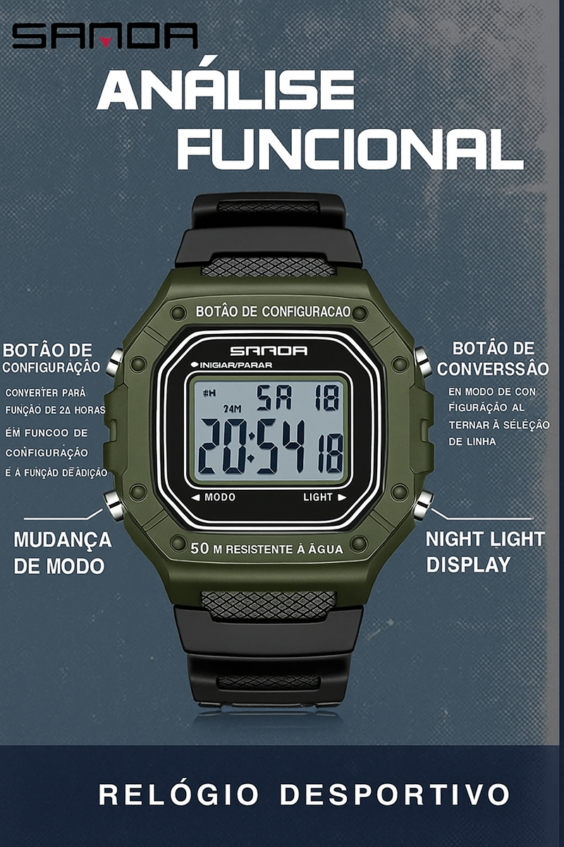 Relógio Digital Sanda 2156: Praticidade e Estilo à Prova D'Água