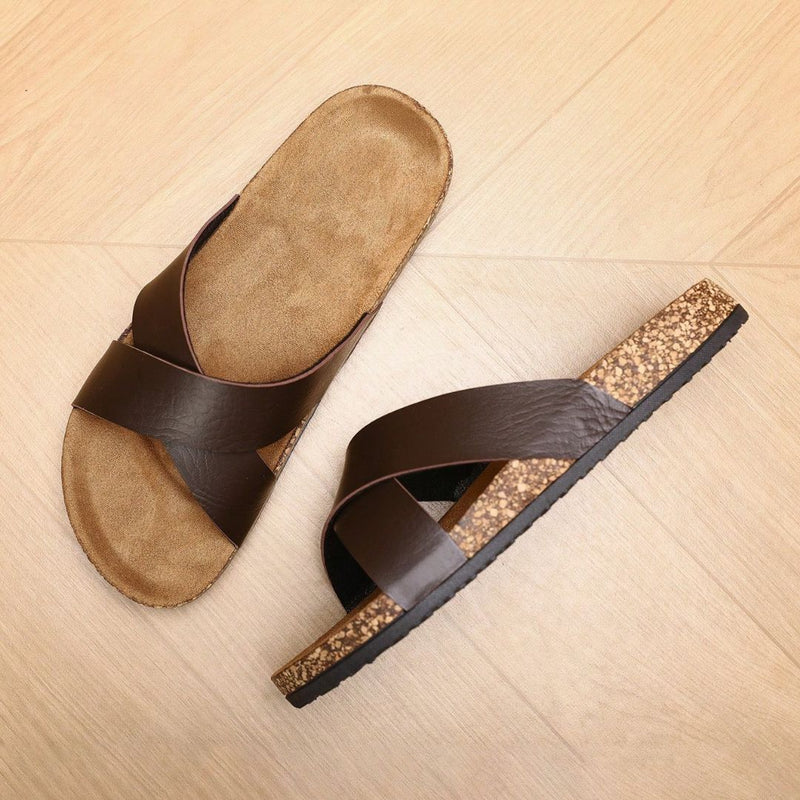 Chinelo Casual Masculino de Couro Antiderrapante Casck