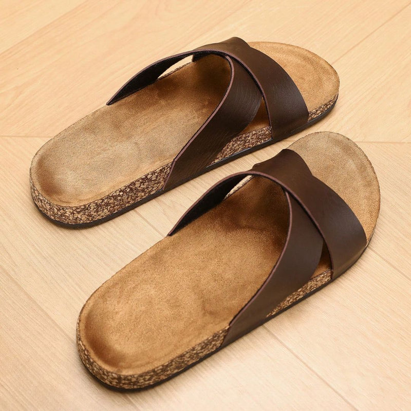 Chinelo Casual Masculino de Couro Antiderrapante Casck